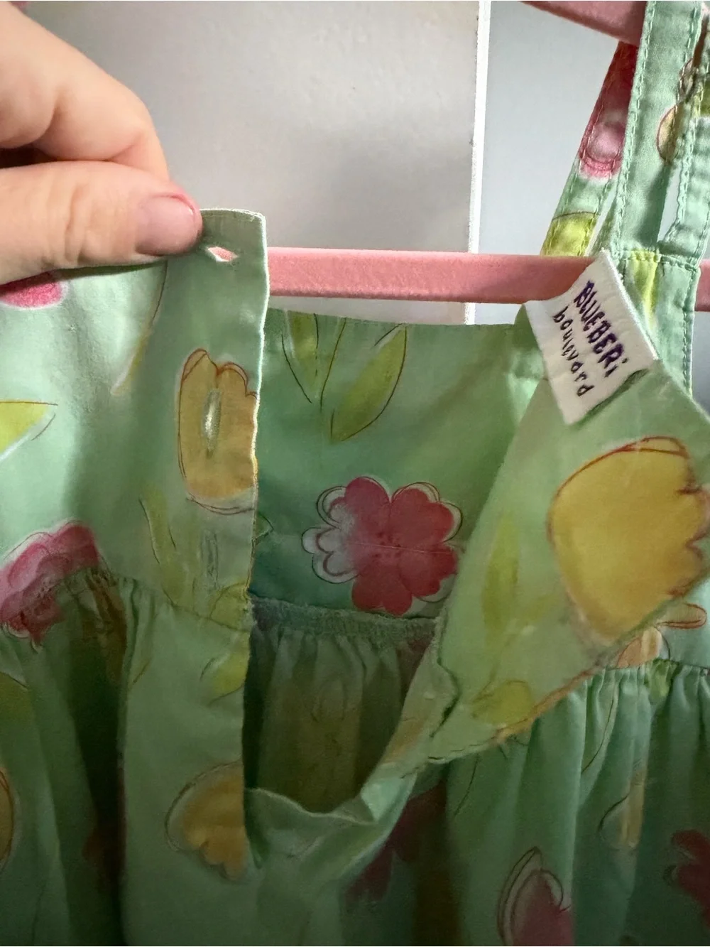 Blueberi Boulevard Mint Green Floral Sundress with Pink & Yellow Flowers